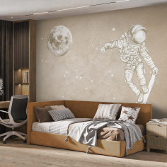Космонавт рисунок, бежевый