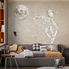 Космонавт рисунок, бежевый